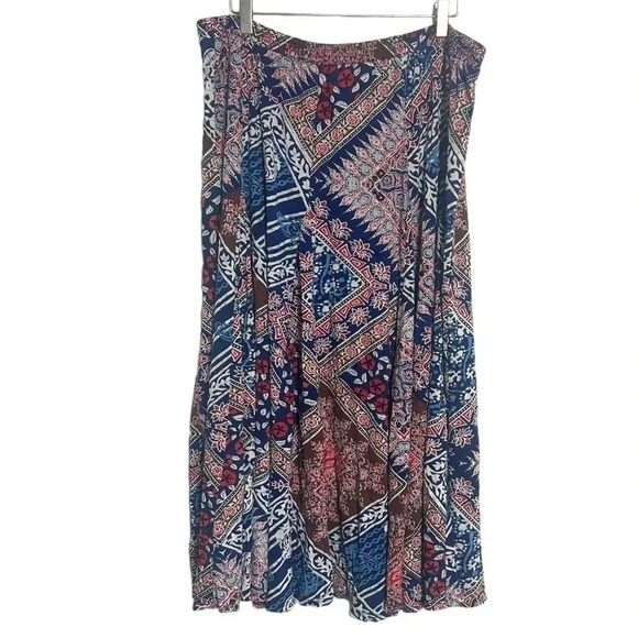 Coldwater Creek XL Skirt multicolor boho patchwork print long elastic waist Boho - Picture 1 of 6